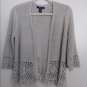Grey Fringe Cardigan size Petite Medium